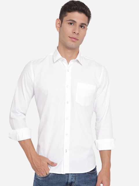 

Greenfibre Men White Slim Fit Opaque Cotton Casual Shirt