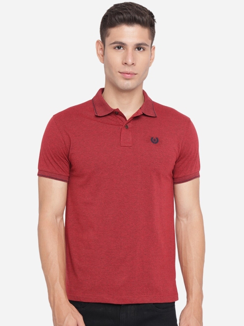 

Greenfibre Men Red Polo Collar Slim Fit T-shirt