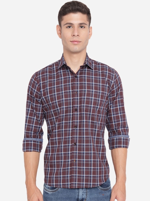 

Greenfibre Men Brown Slim Fit Opaque Checked Casual Shirt