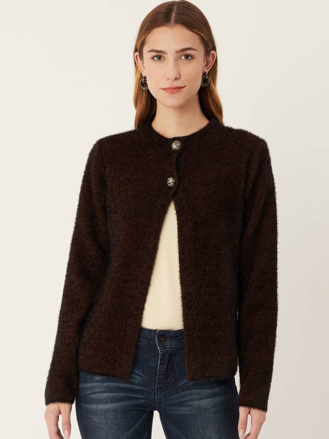 

Madame Women Brown Solid Front-Open Sweater