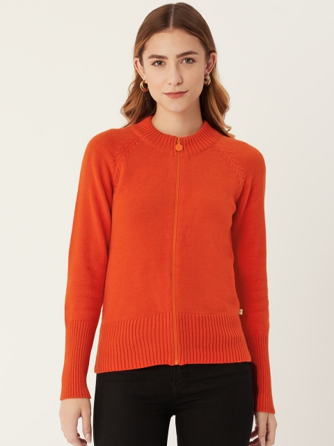

Madame Women Orange Solid Cardigan