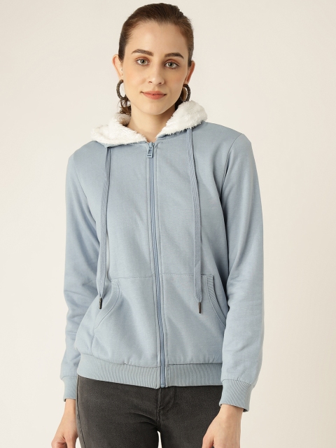 

Madame Women Blue Hooded Sweatshirt