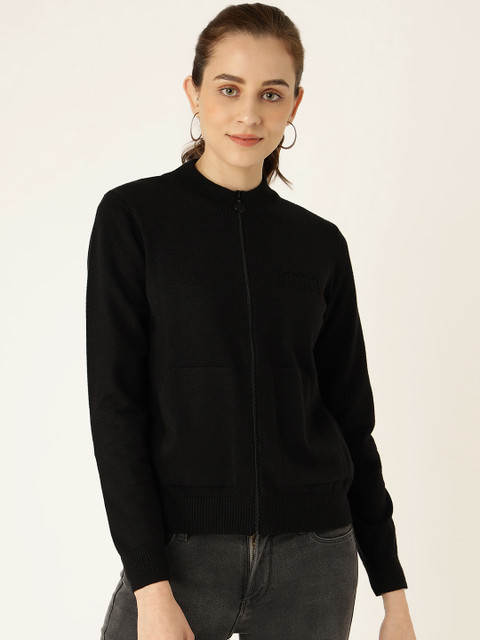 

Madame Women Black Solid Cardigan