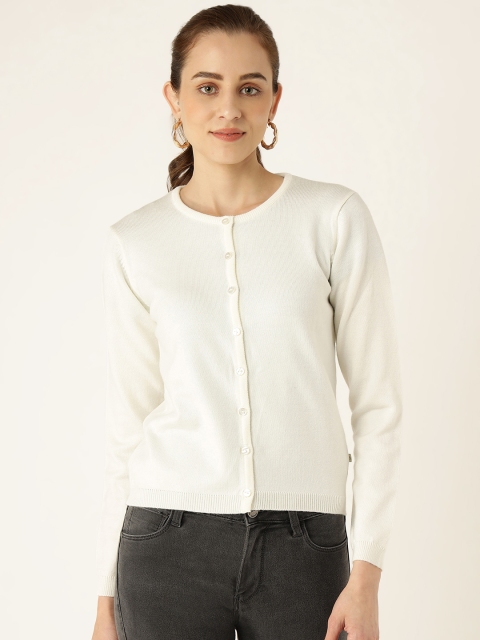 

Madame Women Off White Solid Cardigan