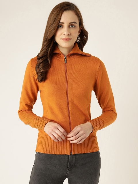 

Madame Women Orange Solid Cardigan