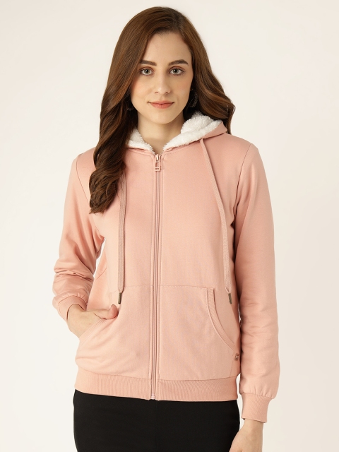 

Madame Women Peach-Coloured Hooded Sweatshirt