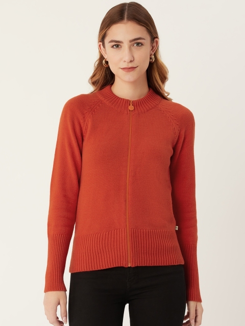 

Madame Women Orange Solid Cardigan