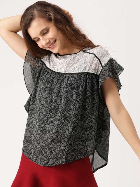 

DressBerry Women Black & White Printed Top