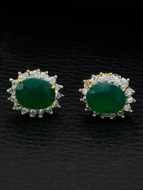 

Silgo Gold-Plated & Green Contemporary Studs Earrings