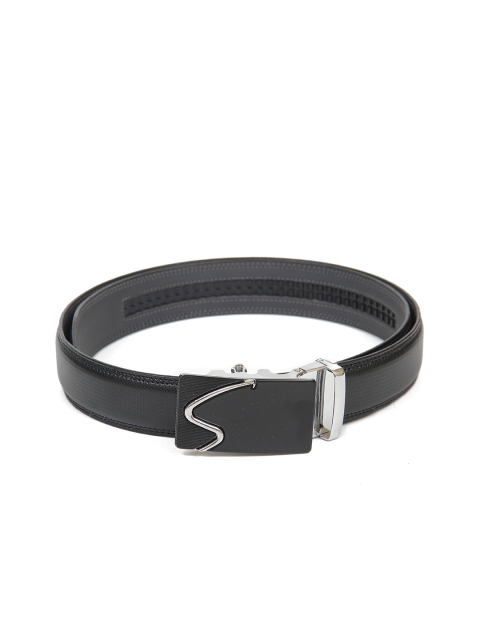 

Calvadoss Men Black Textured Autoratch No Holes PU Belt