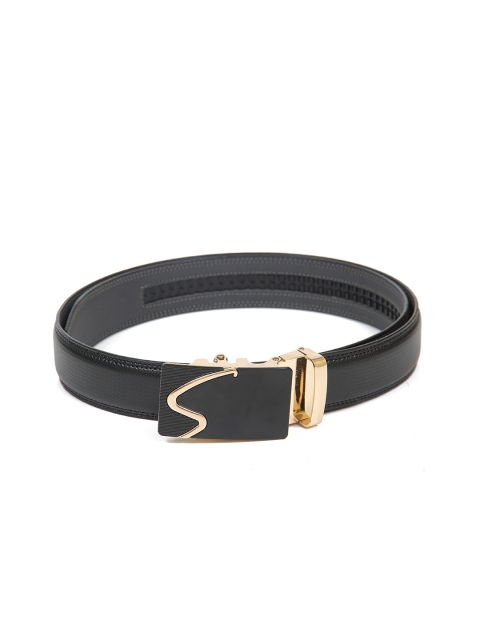 

Calvadoss Men Black Textured PU No Holes Formal Belt