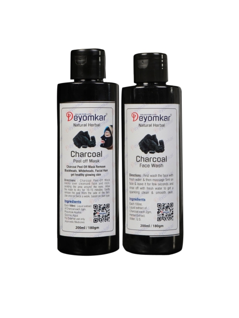 

Deyomkar Natural Herbal Charcoal Facewash & Peel off Mask - 400 ml, Black