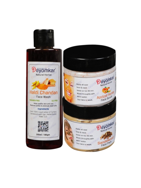 

15473738 Haldi Chandan Facewash, Apricot Scrub And Sandalwood facepack, Black
