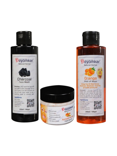 

Deyomkar Natural Herbal Charcoal Facewash With Apricot Scrub & Orange Peel off Mask