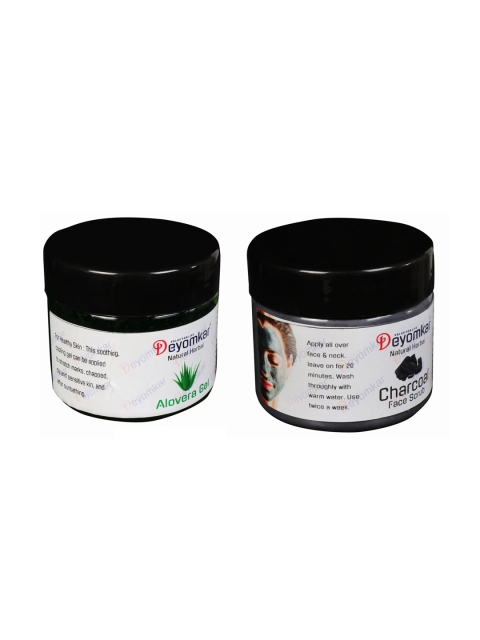 

Deyomkar Natural Herbal Charcoal Scrub & Alovera Gel - 200ml Each, Green