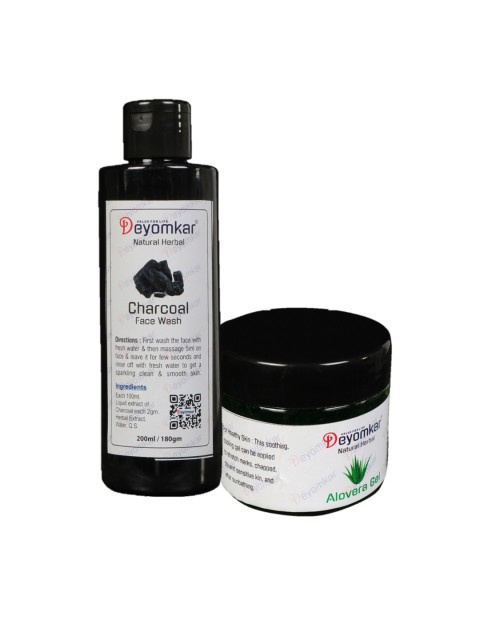 

Deyomkar Green Set of 2 Charcoal Face Wash and Aloevera Gel