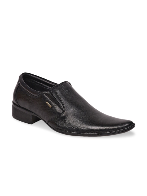 

Fortune By Liberty Men Black Solid Leather Formal Slip-On Shoes