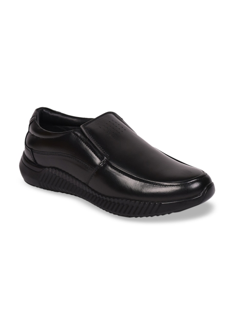 

Fortune By Liberty Men Black Solid Leather Formal Slip-On Shoes