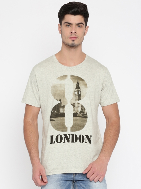 

Moda Rapido Men Cream-Coloured Printed Round Neck T-Shirt