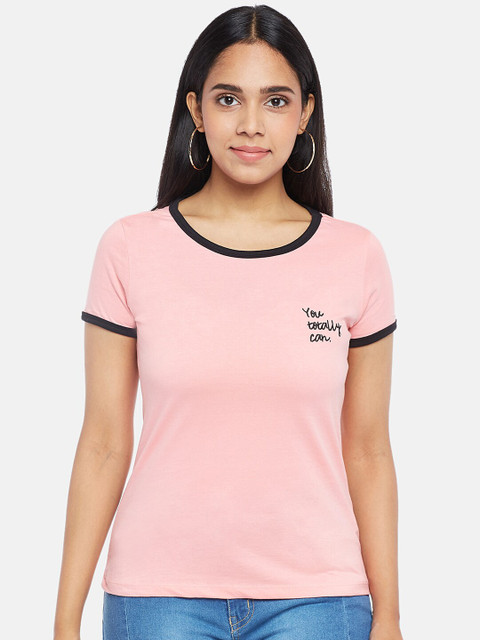 

Honey by Pantaloons Women Coral T-shirt