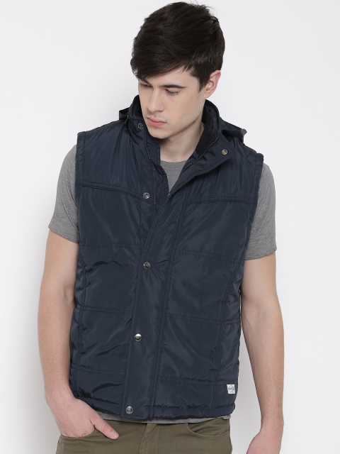 

Flying Machine Navy Sleeveless Hooded Quilted Jacket, Navy blue