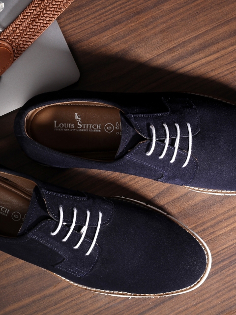 

LOUIS STITCH Men Blue Woven Design Suede Derbys