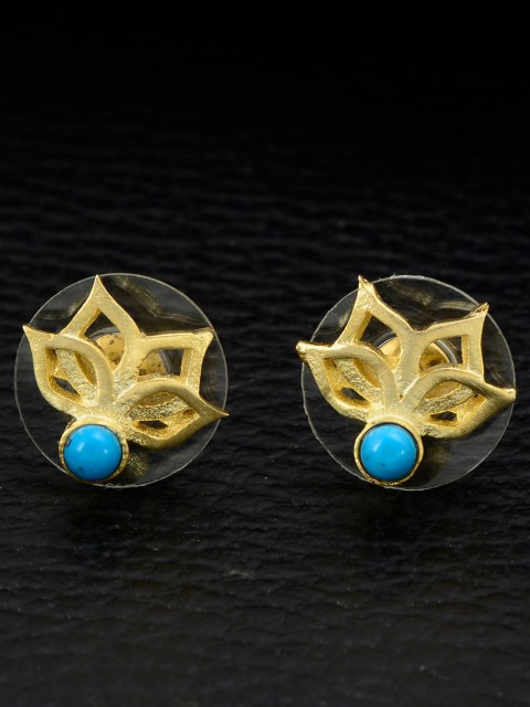 

Silgo Gold-Toned & Blue Contemporary Flower Studs Earrings