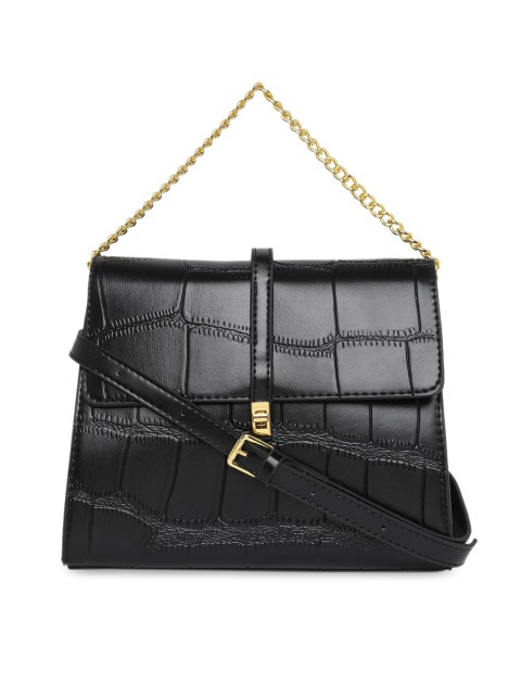 

20Dresses Black Textured Structured Sling Bag Bag