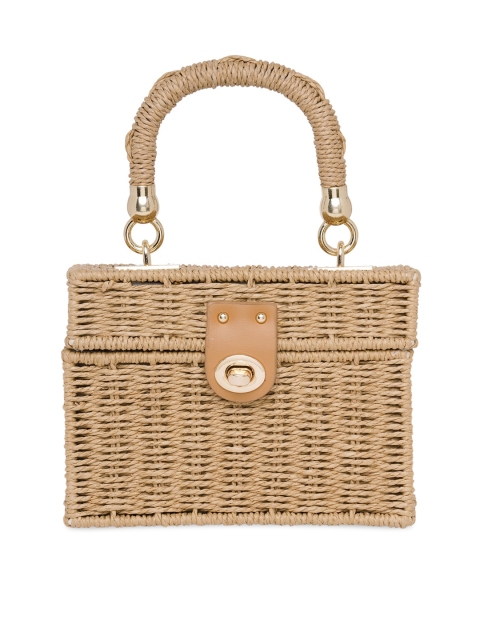 

20Dresses Beige Structured Handheld Bag with Cut Work