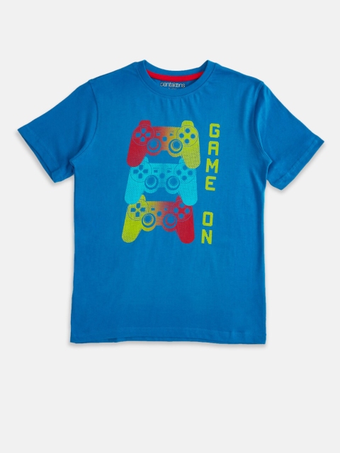 

Pantaloons Junior Boys Blue & Red Typography Printed T-shirt