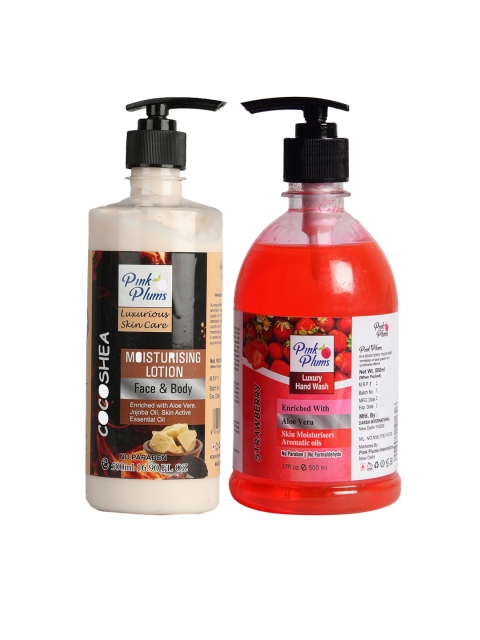 

Pink Plums Cocoshea Peach Rose Pack of 2 Liquid Handwash & Moisturisers, Multi