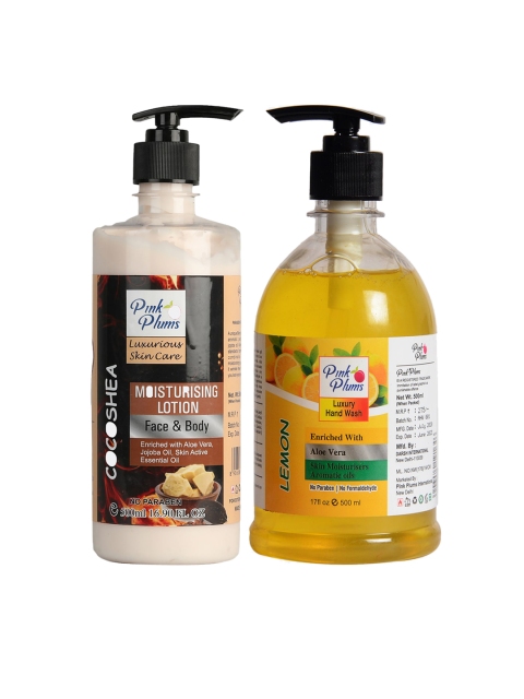 

Pink Plums Cocoshea Lemon Pack of 2 Liquid Handwash & Moisturisers, Multi