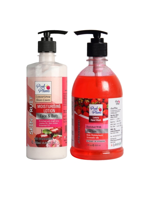 

Pink Plums Pack of 2 Skin Fruit Moisturizing Lotion & Strawberry Hand Wash, Multi