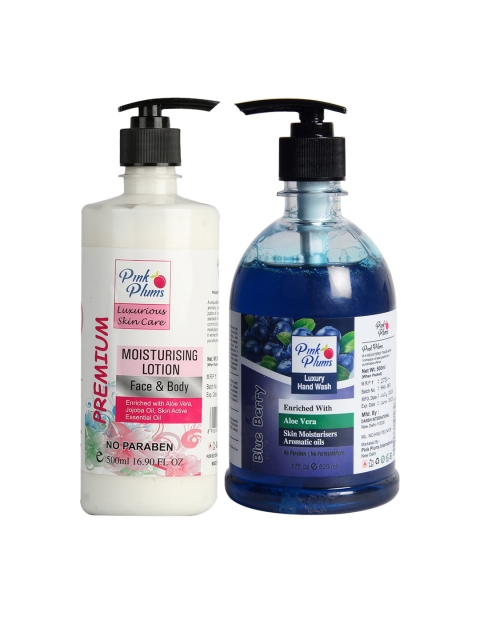 

Pink Plums Pack of 2 Premium Moisturizing Lotion & Blue Berry Hand Wash, Multi