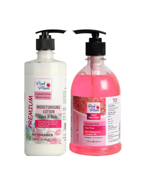 

Pink Plums Pack of 2 Premium Moisturizing Lotion & Pink Blossom Hand Wash, Multi
