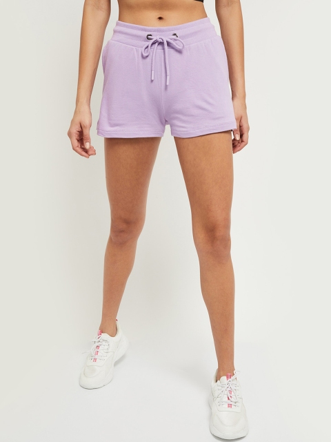 

max Women Lavender Slim Fit Cotton Regular Shorts