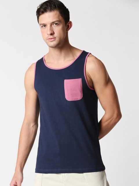

Bewakoof Men Navy Blue Pure Cotton Vests