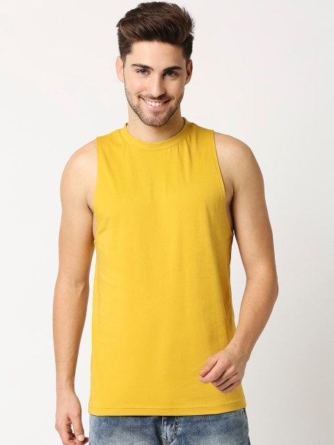 

Bewakoof Men Yellow Round Neck Cotton Innerwear Vest