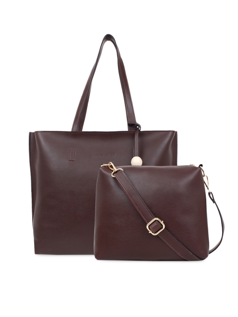 

LEGAL BRIBE Brown PU Shopper Handheld Bag