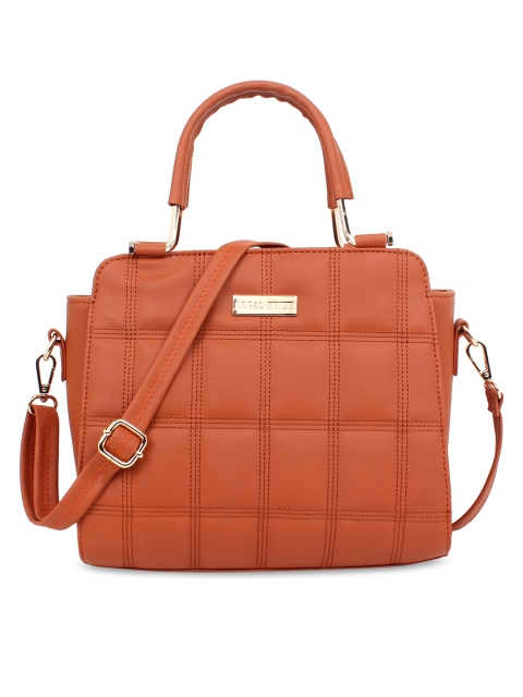 

LEGAL BRIBE Tan Textured PU Structured Handheld Bag with Quilted