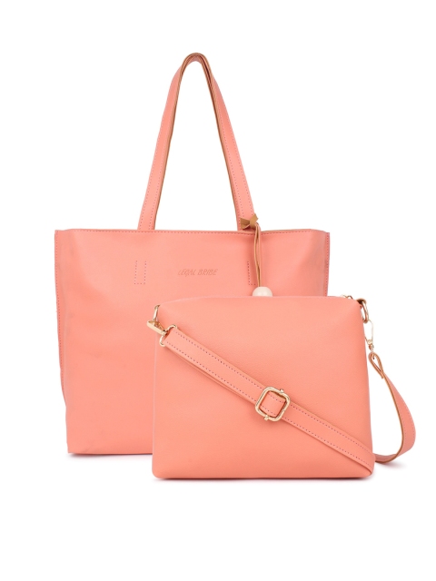 

LEGAL BRIBE Set Of 2 Pink PU Oversized Structured Shoulder Bag With Sling Bag