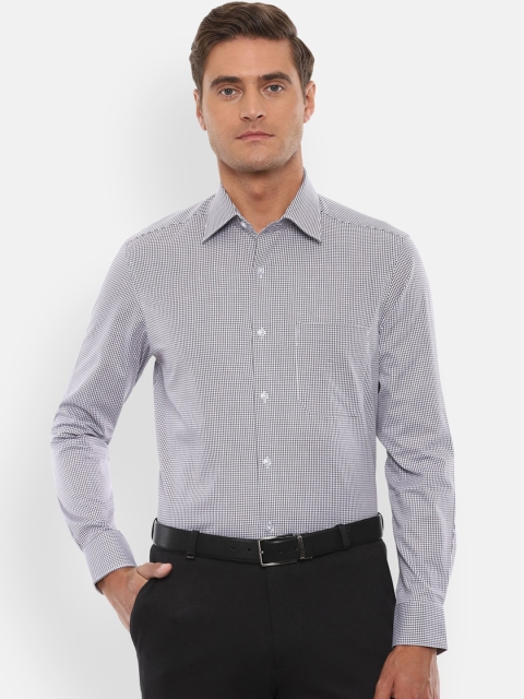 

Louis Philippe Men White & Black Micro Checked Formal Shirt
