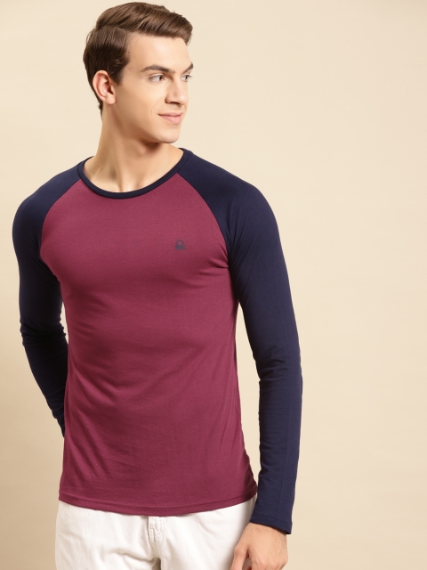 

United Colors of Benetton Men Pink Solid T-shirt