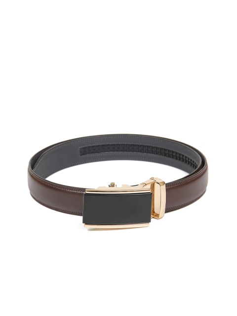 

Calvadoss Men Brown Textured Autoratch No Holes Belt