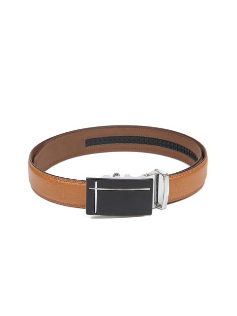 

Calvadoss Men Tan Textured Autoratch No Holes PU Belt