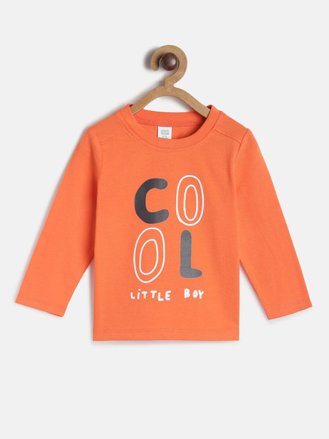 

MINI KLUB Boys Orange Typography Printed Applique T-shirt