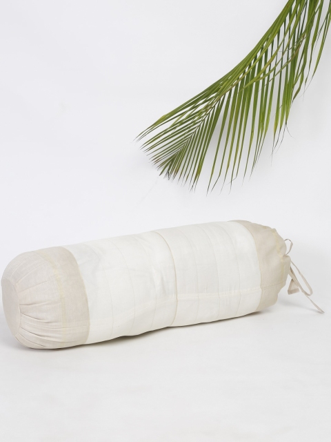 

Fabindia Off-White Solid Silk Bolster Cover