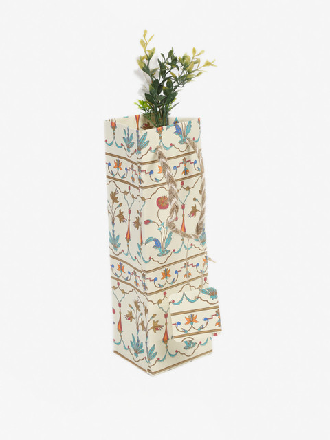

Fabindia White & Blue Ethnic Motifs Printed Paper Bag