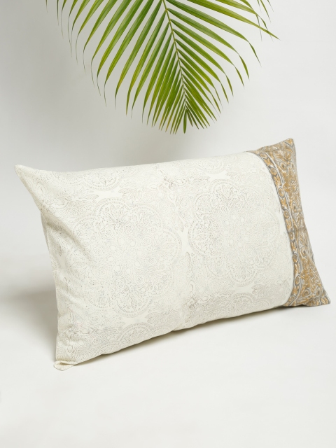 

Fabindia Cream & Yellow Printed Cotton Pillow Cover