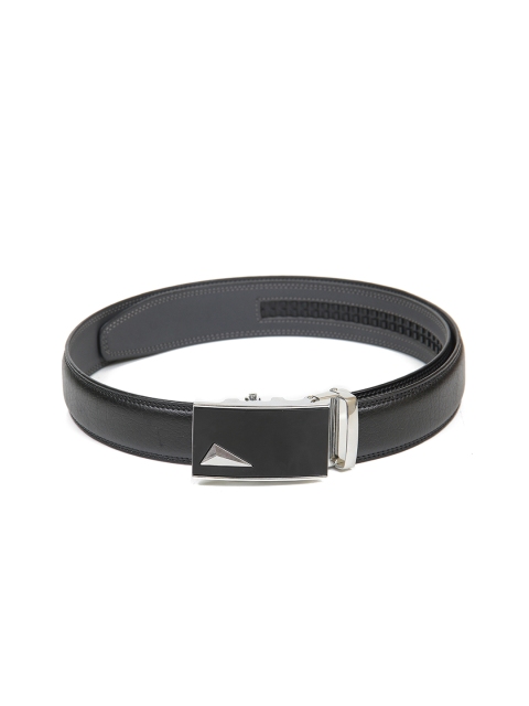 

Calvadoss Men Black Textured Autoratch No Holes Belt